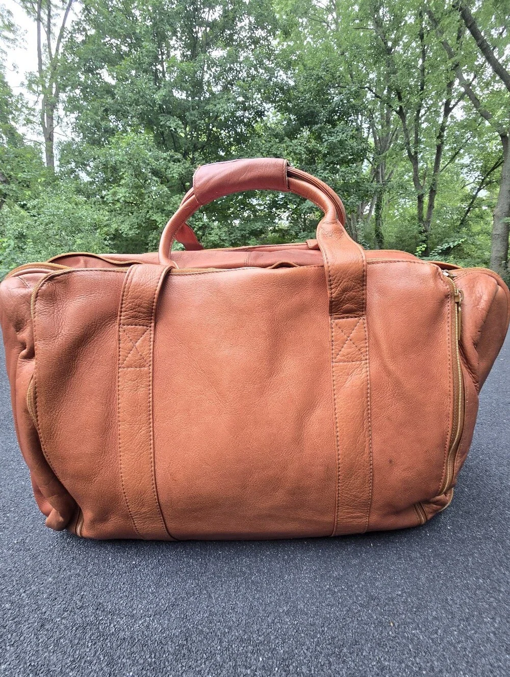 Vintage Leather Duffel Bag Weekender By CORTEZ Made In Colombia Saddle Color